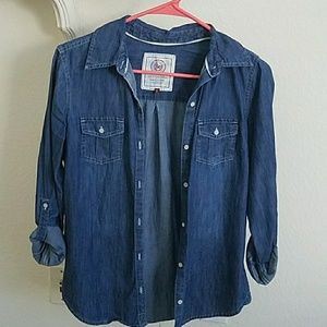 Blue denim cotton button up